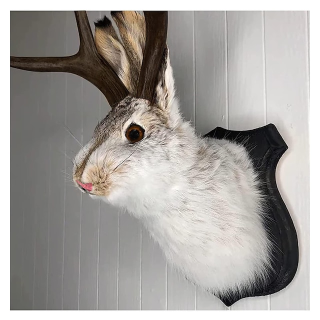  Jackalope-Kaninchen-Wanddekoration, die neueste Legende des Geweihs, Kunst-Wandhalterung aus Kunstharz, Simulation eines Kopfexemplars