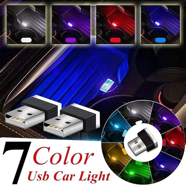  7-Colors Mini USB Car Projector Lights LED Night Light Party Random Colors Foot Lamp