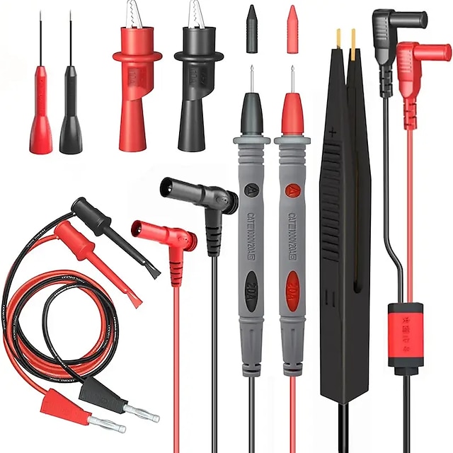  1 Set Of Electrical Multimeter With Crocodile Clip, Silicone Testing Lead Kit, Testing Hook, Testing Probe Professional Kit, Testing Cable