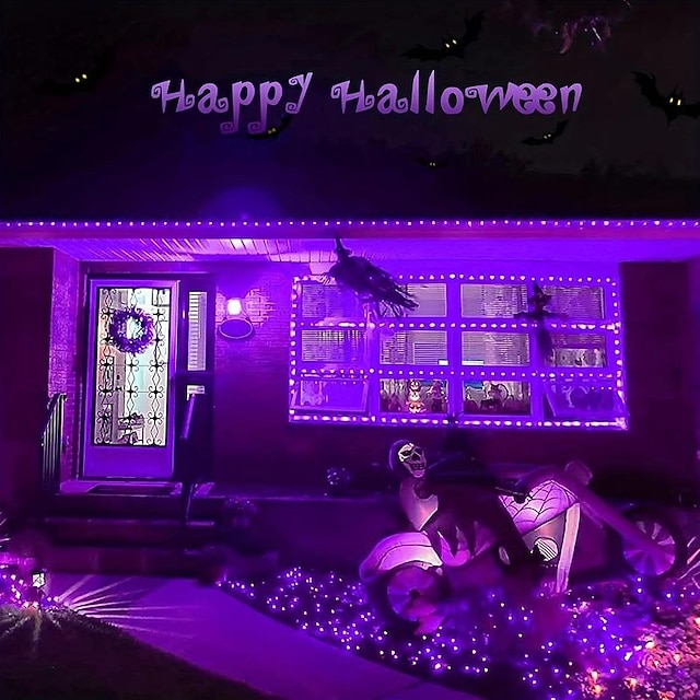  stringa di luce viola di halloween 8 funzioni per interni ed esterni stringa di luce decorativa di halloween spina di sicurezza a bassa tensione 10 metri 100 luci 20 metri 200 luci 30 metri 300 luci