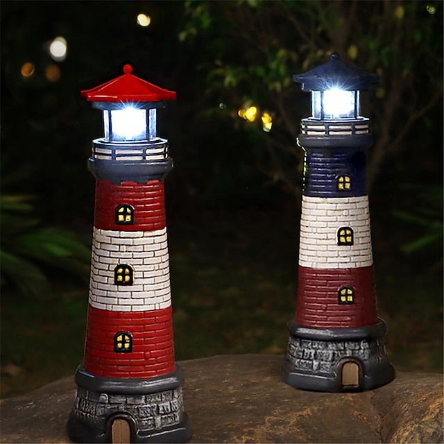  ヴィンテージ灯台屋外庭園防水ソーラー樹脂灯台装飾中庭ライト風景光投影ライトスポットライト