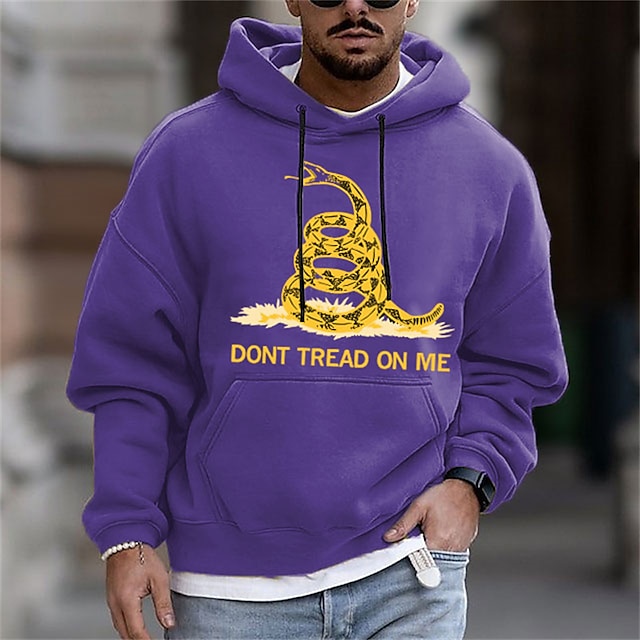  Męskie Wzory graficzne Wąż Z kapturem Moda Codzienny Długi rękaw Kaptur Urlop Wyjściowe Streetwear Czarny Biały Nadruk Wiosna i jesień Projektant