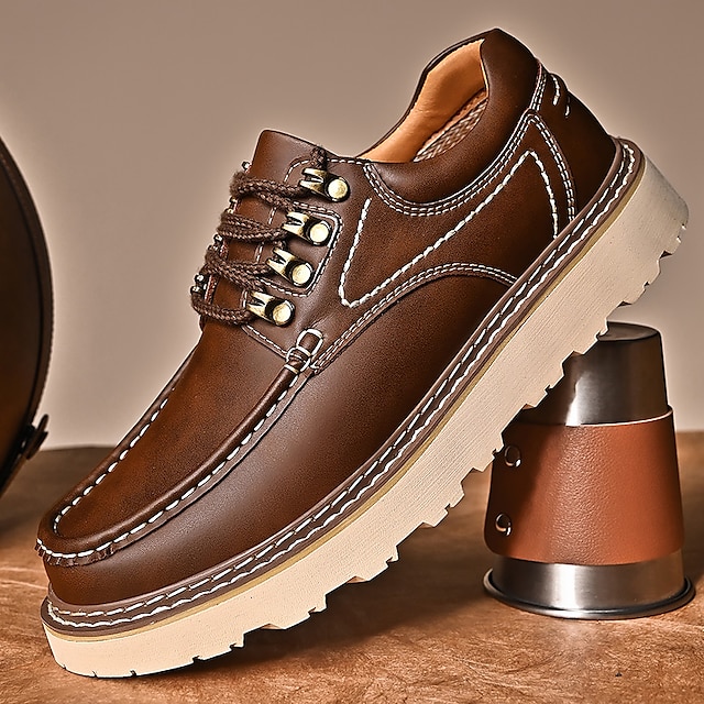  Homme Oxfords Chaussures décontractées pour hommes Rétro Chaussures à carreaux de style britannique Chaussures de confort Marche Décontractées du quotidien Cuir Confortable Bottine / Demi Botte