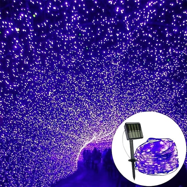  5 метров 10 м 30м Гирлянды 50/100/300 светодиоды EL Фиолетовый Креативные гирлянды Работает от солнечной энергии Рождественские украшения 5 V