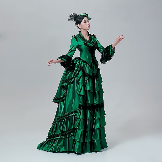  cinderella vintage prinsessa kolonialperiod klänning rokoko viktoriansk vintage cosplay performance party halloween 3/4-ärm maxi halloween