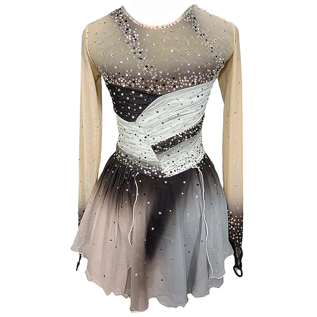 Figure Skating Dress Women's Girls' Ice Skating Dress Grey Patchwork ...