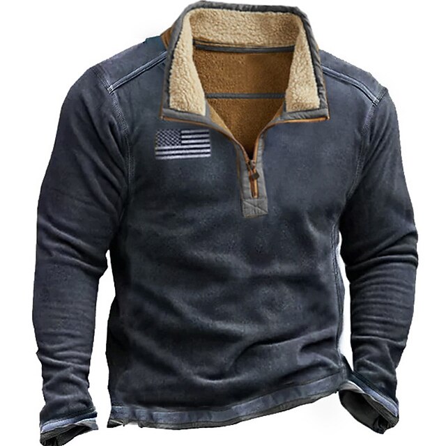 Men's Sweatshirt Zip Sweatshirt Tactical Blue Green Half Zip National