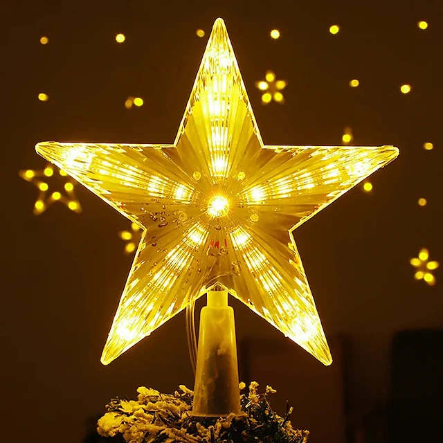 Christmas Tree Decor Star Lights Pentagram Pendant Colorful LED Tree ...