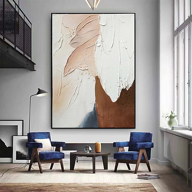 Handmade Hand Painted Oil Painting Wall Art Large Original Beige Abstract Painting Gray Painting Modern pink Oil Painting Minimalist Abstract Painting Decor Rolled Canvas No Frame Unstretched 14