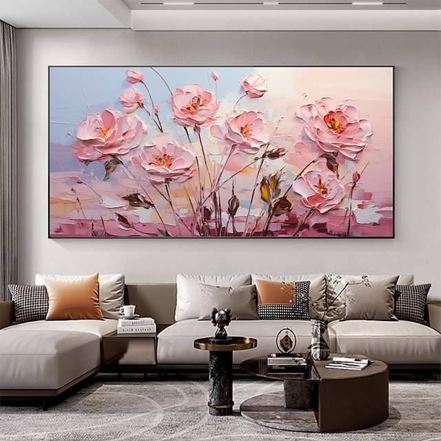  Handmade Oil Painting Canvas Wall Art Decor Original Flower Painting Abstract Floral Landscape Painting for Home Decor With Stretched Frame/Without Inner Frame Painting