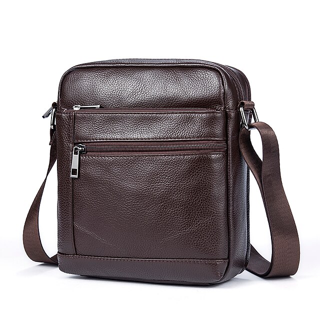 First Layer Cowhide Men's Crossbody Bag Casual Genuine Leather