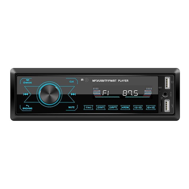  12v in-dash 1din bilstereo digital bluetooth autoradio bil mp3-spelare ljudmusik stereo med fjärrkontroll/fm/bluetooth/usb/sd/aux-in färgglada lampor