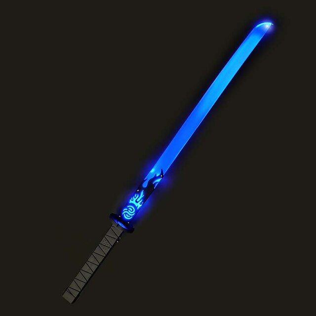 82,5 cm lang samurai skinnende flash stick farverig flash kamp lyd stick natmarked gulv stativ legetøj