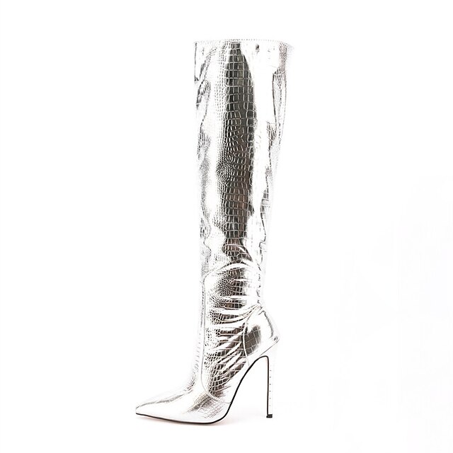 Womens Boots Metallic Boots Plus Size Sexy Boots Party Club Solid Color Over The Knee Boots 2796