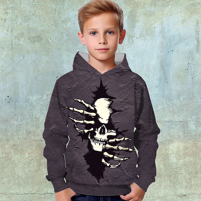  halloween chlapci 3d lebka mikina svetr s dlouhým rukávem 3D tisk podzim zima móda streetwear cool polyester děti 3-12 let venkovní ležérní denní regular fit
