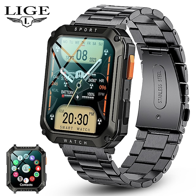  LIGE BW0619 Okos óra 2.01 hüvelyk Intelligens Watch Bluetooth Hívás emlékeztető Testmozgásfigyelő Alvás nyomkövető Kompatibilis valamivel Android iOS Női Férfi Iránytű Üzenet emlékeztető Lépéskövető