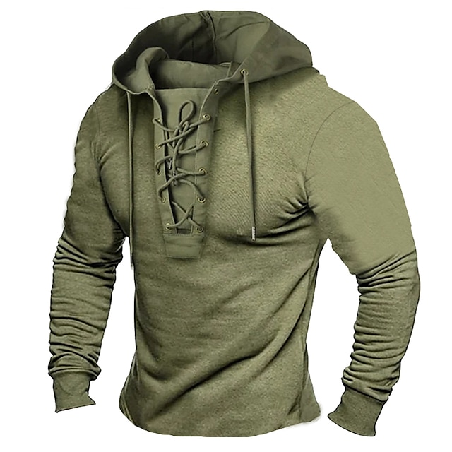  Per uomo Felpa con cappuccio Felpa con cappuccio tattica Compatto Verde militare Con cappuccio Liscio Lacci Collage Sportivo Giornaliero Per eventi Streetwear Fantastico Informale Primavera & Autunno