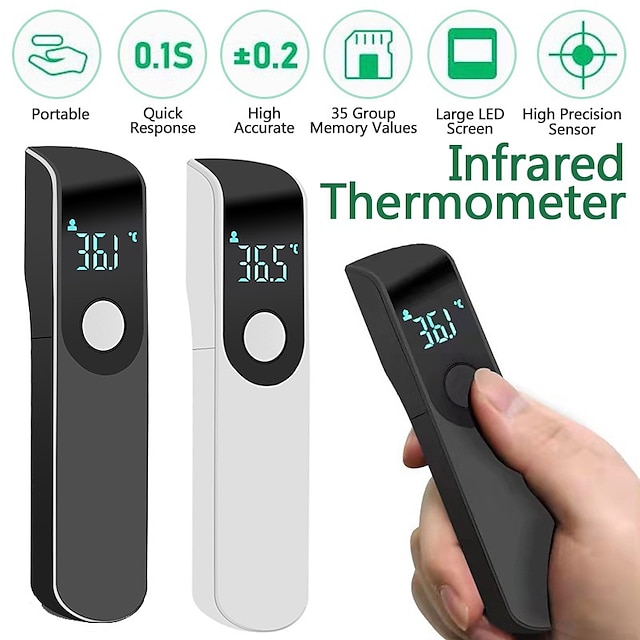  Termometr na czoło do przenośnego ręcznego wyświetlacza LCD Cyfrowy termometr elektroniczny Domowy termometr na podczerwień o wysokiej dokładności, bezdotykowy
