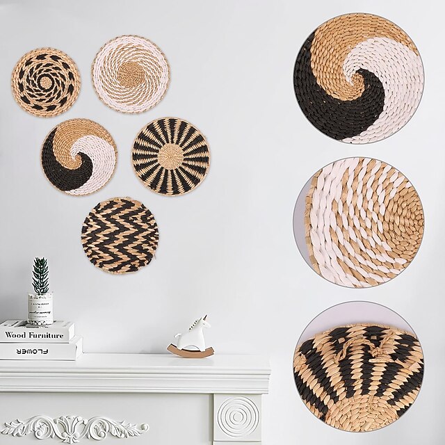 Wall Basket Decor Handmade Woven Rattan Baskets Wall Hanging Decor Art