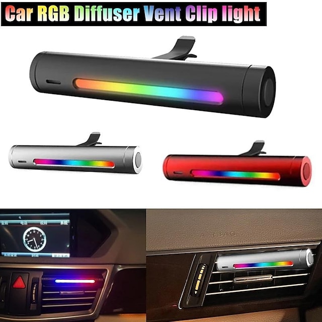  auto hang aktiválás autó lámpa rgb zene diffúzor szellőző klip légfrissítők led hangulatú dekoratív lámpa dísz