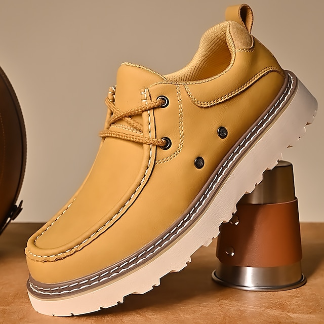  Bărbați Oxfords Încălțăminte casual pentru bărbați Retro Pantofi de confort Plimbare Casual Zilnic Piele Comfortabil Cizme / Cizme la Gleznă Loafer Negru Galben Primăvară Toamnă