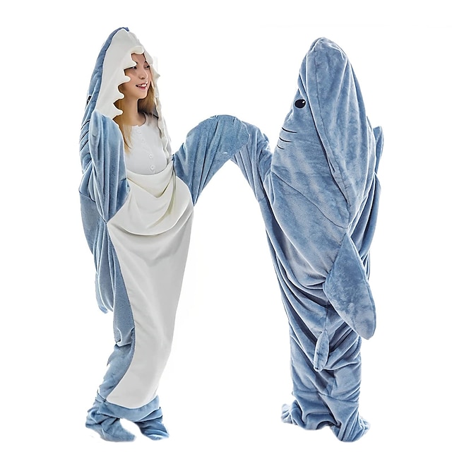  Shark Blanket Kigurumi Pajamas Sofa Blanket for Adults' Unisex Cute Christmas Halloween Carnival Easy Halloween Costumes