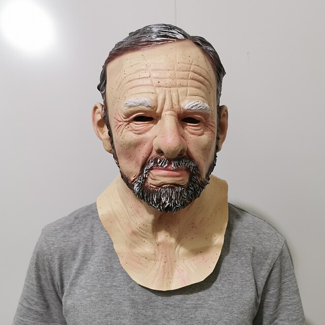 Halloween Mask Realistic Old Man Mask Creepy Human Latex Mask, Scary