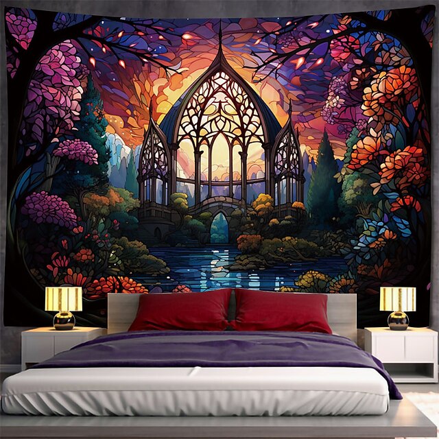  Landscape Painting Hanging Tapestry Wall Art Large Tapestry Mural Decor Photograph Backdrop Blanket Curtain Home Bedroom Living Room Decoration