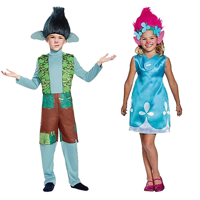  Trolls papoula Branchi Traje Cosplay Fantasias de família para grupos de Halloween Crianças Para Meninos Para Meninas Fantasias Dia Das Bruxas Dia Das Bruxas Carnaval Baile de Máscaras Fantasia de