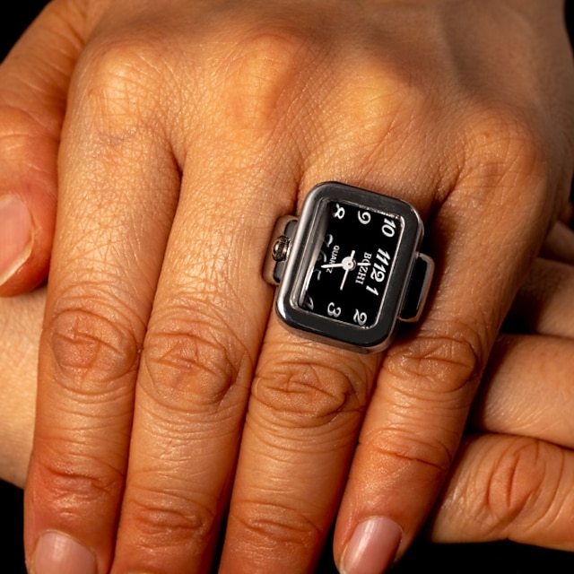  Vintage Punk Finger Watch Mini Elastic Strap Alloy Watches Couple Rings Jewelry Clock Retro Roman Quartz Watch Rings Women Men