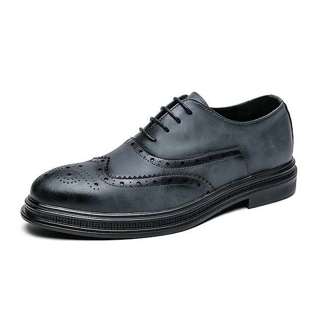  Miesten Oxford-kengät Derby-kengät Bullock kengät Juhlakengät Brittiläiset ruudulliset kengät Vintage Liiketoiminta Häät Juhlat Nahka Liukumaton Nauhat Musta Keltainen Harmaa Kevät Syksy