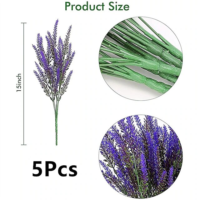  5kpl keinotekoiset laventelit kukat kodinsisustus ulkona simulaatio kukat kasvit koristeet kukat kimppu hääkoristelu