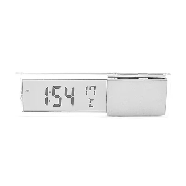  StarFire 2 In 1 Automobile Car Clock LCD Digital Thermometer Sucker Type Clock Transparent with 1 AG10 Button Cell