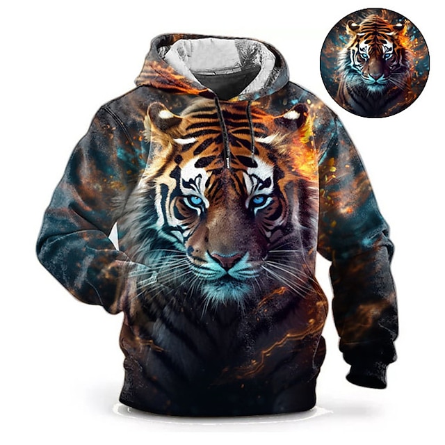  paarse tijger heren comfort kleur sweatshirts grafische hoodie dier mode dagelijks basic 3d print