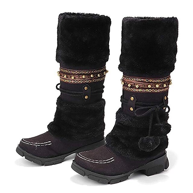 Women's Boots Snow Boots Winter Boots Outdoor Daily Fleece Lined Knee ...