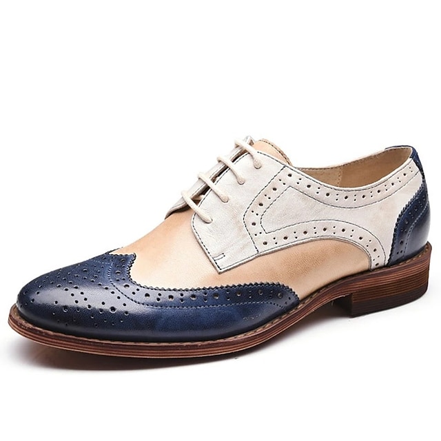  vintage brogue oxford sko til mænd – trefarvet sort, rød og gul imiteret læder med klassiske vingespidsdetaljer, perfekt til formelle begivenheder eller begivenheder med retro-tema