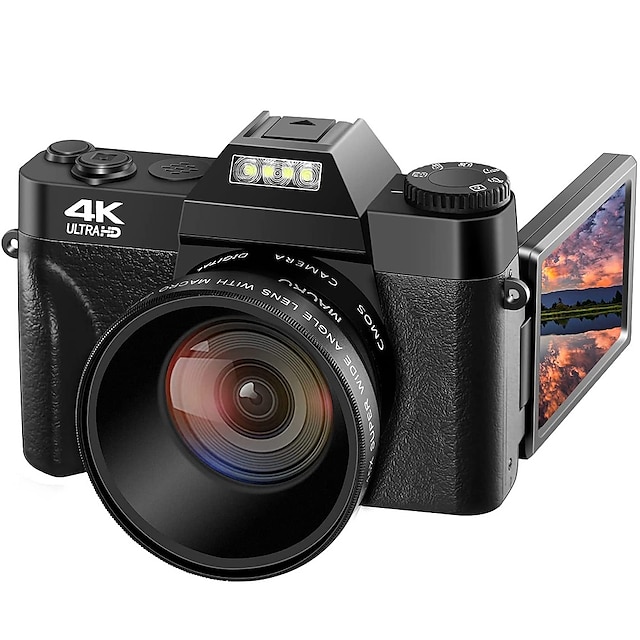  4K-Full-HD-Digitalkamera, 3 Zoll, 48 MP, 16-facher Digitalzoom, Flip-Screen, Autofokus, professioneller Camcorder für Fotografie auf YouTube