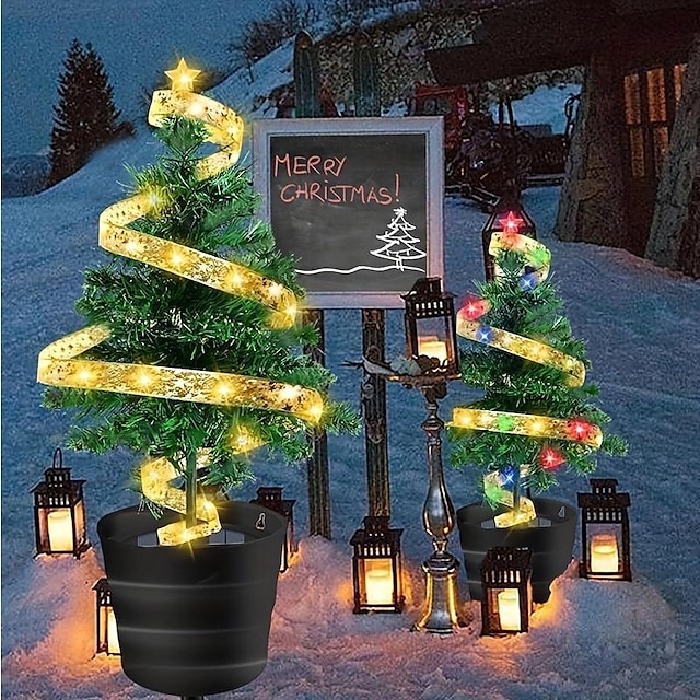  1pc Solar Christmas Tree Light, Halloween Tree Decorative Light, Outdoor Ground LED Lawn Light, For Patio Yard Garden Decor, Thanksgiving Halloween Decorations