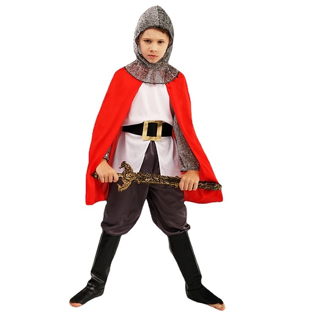  Retrò vintage Medievale Rinascimentale Costume cosplay Guerriero Vichingo Crociato Da ragazzo Halloween Mascherata GRV Per bambini Superiore