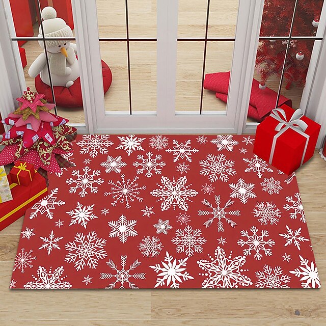 Christmas Snowflake Door Mat NonSlip Oil Proof Rug Indoor Outdoor Mat