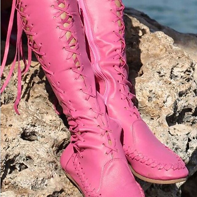 Women's Boots Combat Boots Plus Size Lace Up Boots Outdoor Daily Solid