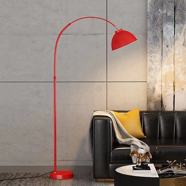  Metal Vaulted Floor Lamp for Living Room, 1 Bulb Macaron Standing Light, Modern Office Reading Floor Light with Adjustable Rod Arm 110-240V