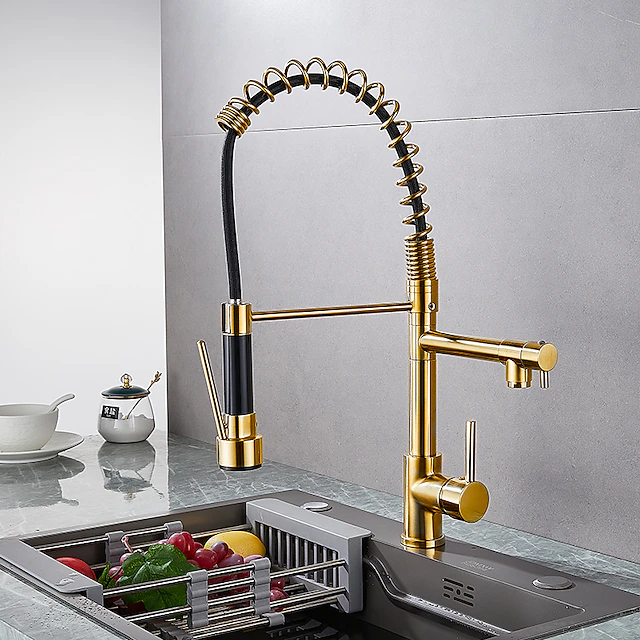 Kitchen faucet - Single Handle One Hole Electroplated Pull-out / Pull-down Deck Mounted Modern Contemporary Kitchen Taps 12