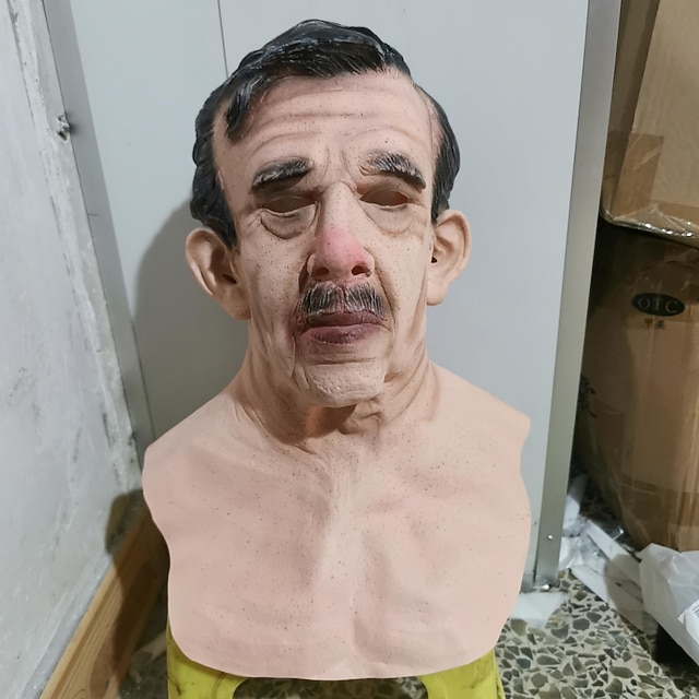 Halloween Mask Realistic Old Man Mask Creepy Human Latex Mask, Scary