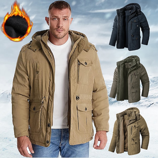 Men's Winter Jacket Fleece Jacket Cargo Jacket Hoodie Jacket Sports ...