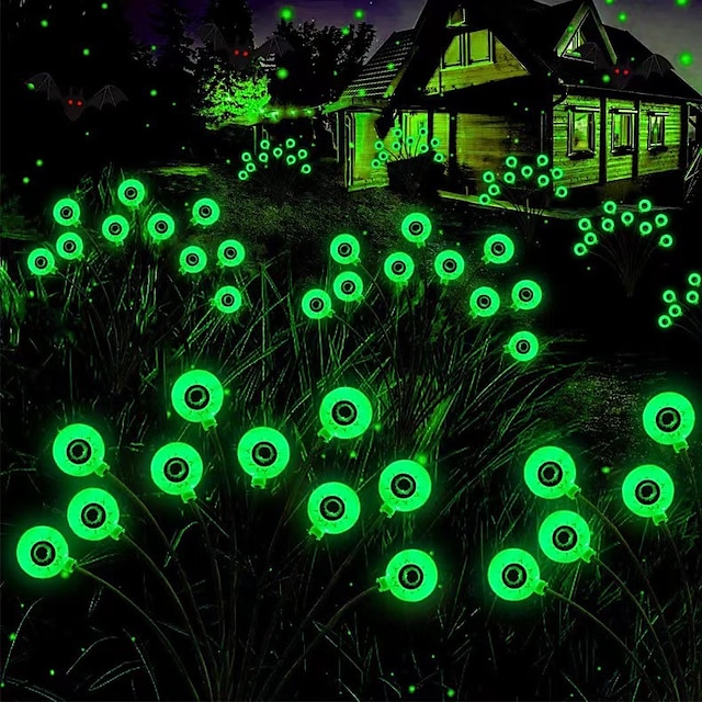  Solar-Halloween-Dekorationen für den Außenbereich, gruselige Augapfel-Lichter, 1 Packung, 8/10 LEDs, Halloween-Dekoration, wasserdichte LED-Dekorationsleuchten für den Außenbereich, für Halloween, Garten, Hof, festliche Dekoration und gruselige Beleuchtun