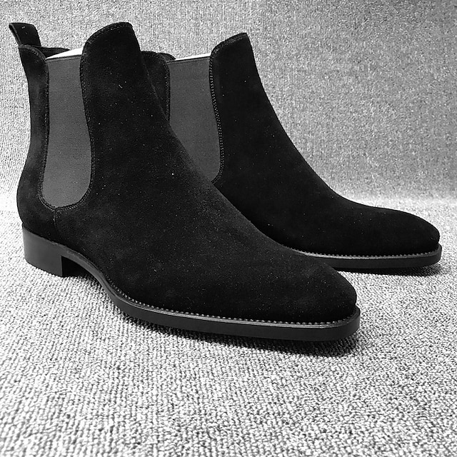 Men's Black Faux Suede Chelsea Boots - Ideal for Formal Occasions, Office Wear, and Evening Events 9