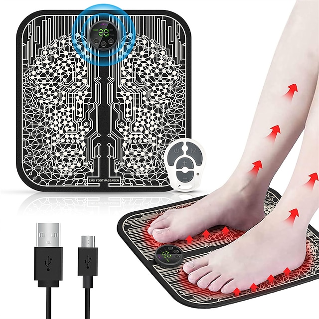  EMS Foot Massager Pad Portable Foldable Massage Mat Pulse Muscle Stimulation Improve Blood Circulation Relief Pain Relax Feet