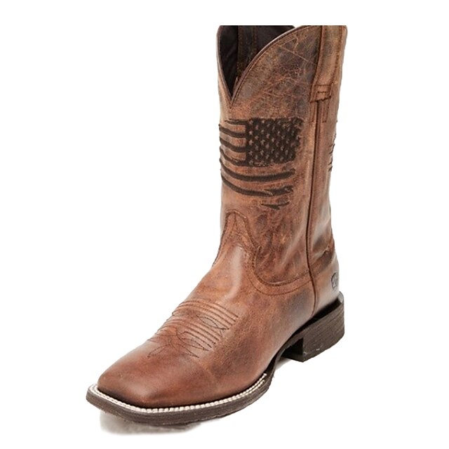  Bărbați Unisex Cizme Ciorapi de pantofi Cizme Western Cowboy Epocă Zilnic PU Cizme Medii Negru Maro Toamnă Iarnă / Vârf pătrat