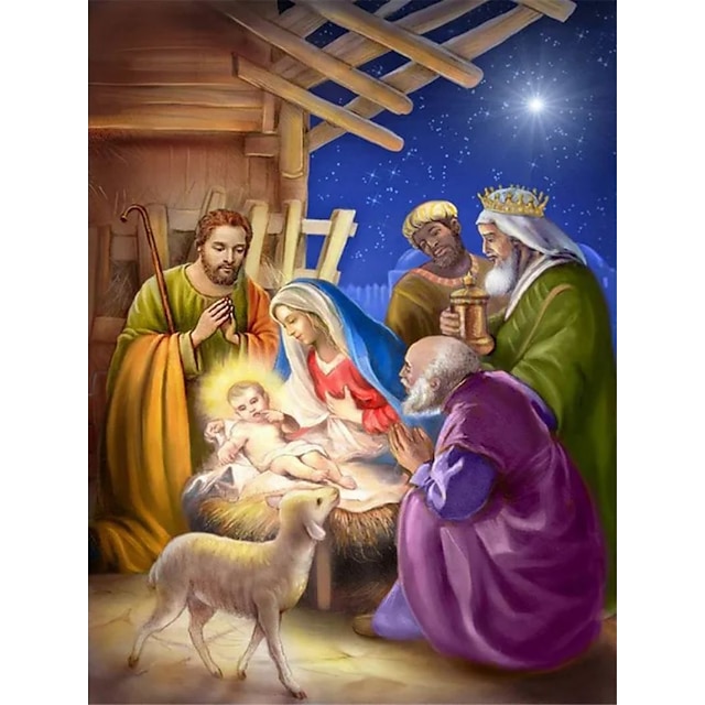 Christmas Wall Art Canvas Nativity of Jesus Virgin Mary Prints and ...